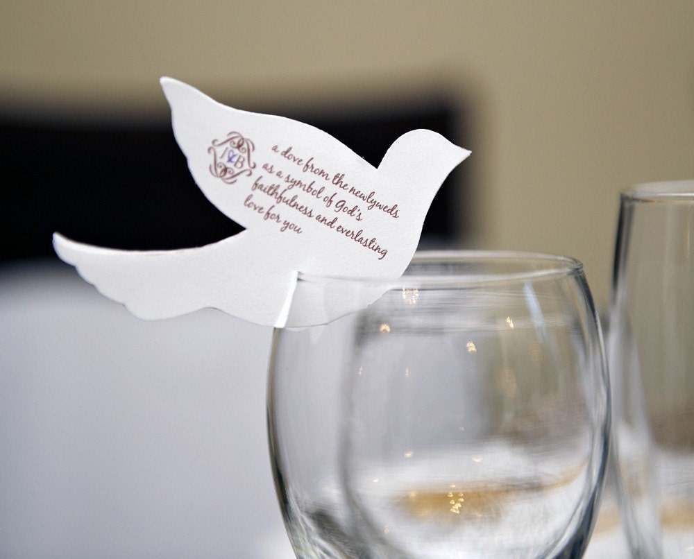 Paint My Love wine glass dove placecards - set of 25