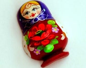 Russian Wooden ecofrendly Doll Magnet -  Matreshka matryoshka babushka keychain