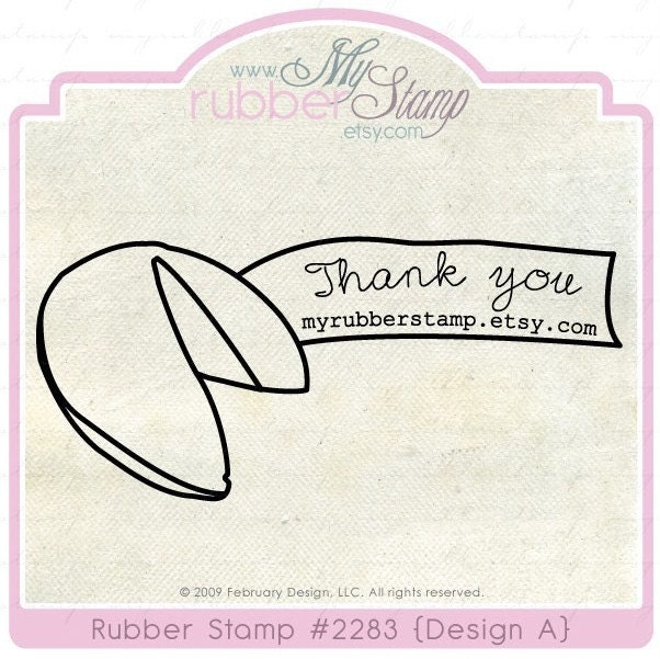 Fortune Cookie (Personalized Rubber Stamp) Custom Rubber Address Stamp, Weddings, Valentine's Day, Birthday Gift, Handmade by Stamp (2283)
