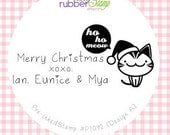 Personalized Kitty Cat Pre-inked Stamp (Ho Ho MEOW). Merry Chirstmas, Handmade by Stamp, Address Stamp, Business Stamp (P1092)