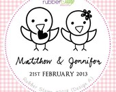 Personalized Rubber Stamp - Birds with Love. Wedding Stamp, Thank You, Happy Birthday, Save The Date, Custom Rubber Address Stamp. (2018)