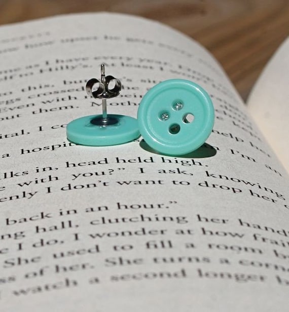Tiffany Blue Button Earrings