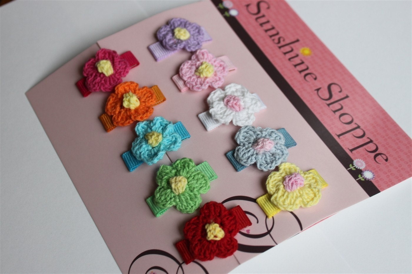 Baby Snap Clips - Bright and Pastel Crochet Flower Collection