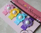 Baby Two Inch Snap Clips -- Crochet Pearl Pastel Collection