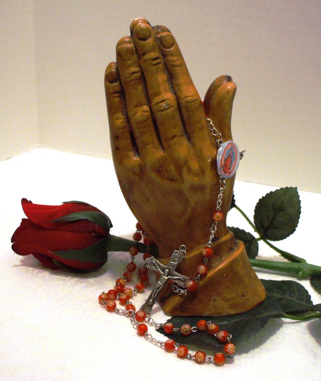 Our Lady of Guadalupe Orange Millefiori Catholic Rosary - FREE SHIPPING
