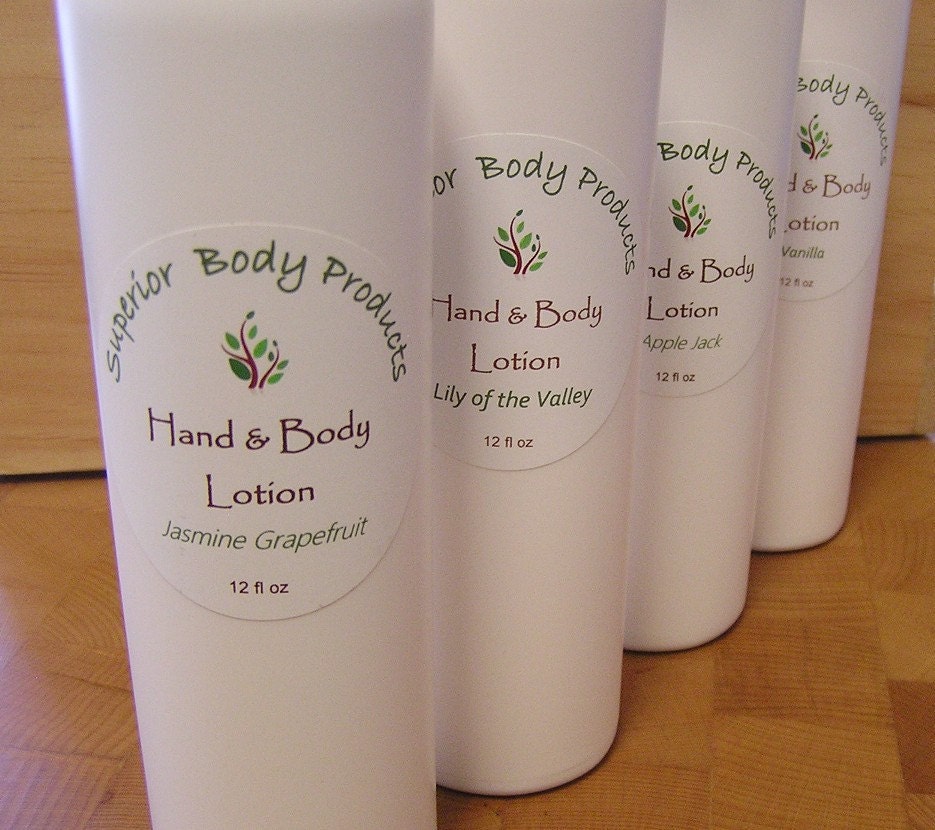 Hand & Body Lotion, scented or unscented, 12 oz with pump top