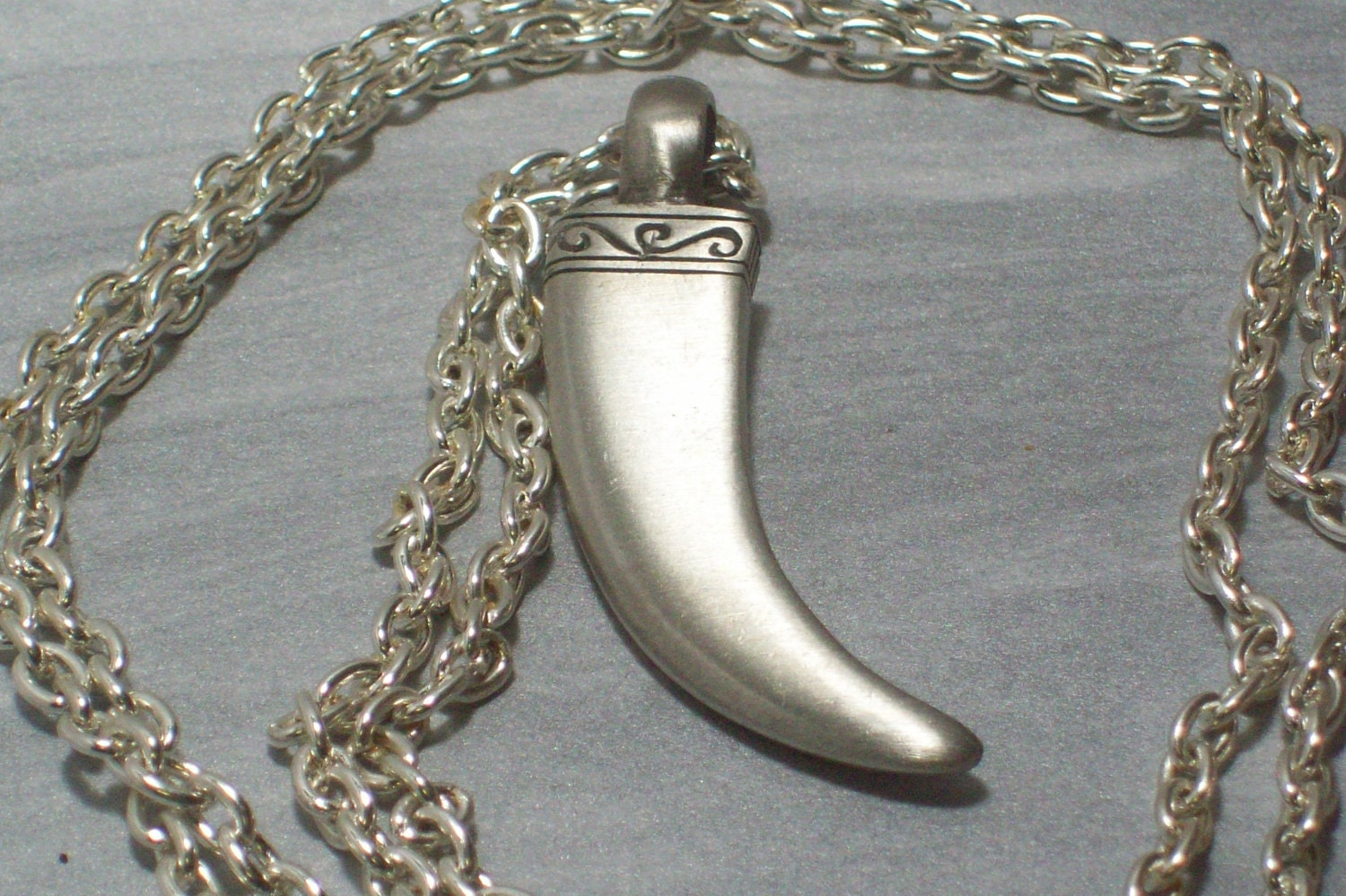 Pewter Tooth Necklace 30 inches Can adjust length