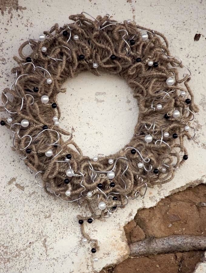 Items similar to Winter Christmas wreath Candle Ring/ Centerpiece, gray grey black pearl