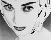 Audrey Hepburn Fine Art Archival High Quality Cotton Paper Print Pencil Drawing Portrait Hand Signed by the Artist