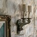 TWO Small Burlap Single Rosette Sconce\/Chandelier Lampshade
