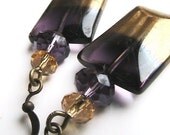 Royalty Purple Earrings, Purple Earrings, Gold Earrings, Dangle Earrings, Deep Purple, Crystal, Glass, Copper, Lavender, Violet, Amethyst