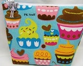 Cosmetic Tote Bag - Sweet Treats in Turquoise - Ready To Ship