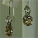 Champagne Quartz Dangle Earrings Sterling Silver 8x6mm Oval 2ctw with Seashell Design