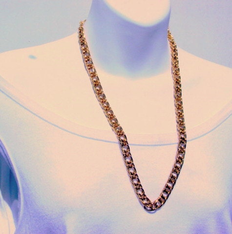 Vintage Givenchy Necklace Gold tone Thick and Heavy Links Signed Designer Jewelry French Couture Jewellery Runway
