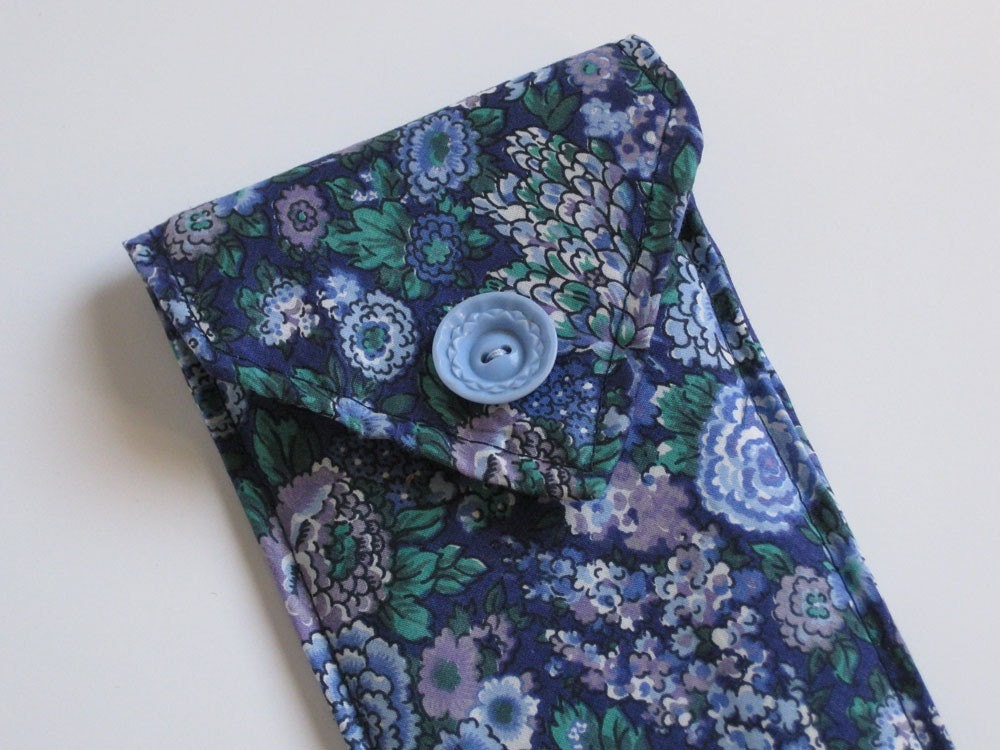 SALE (30% off) EYEGLASS CASE - upcycled blue tie - Lynn Minney Designs