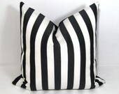 Black White Pillow Cover -  Decorative Striped Outdoor Cushion -  Modern Stripes Sunbrella 16 18 20 inch