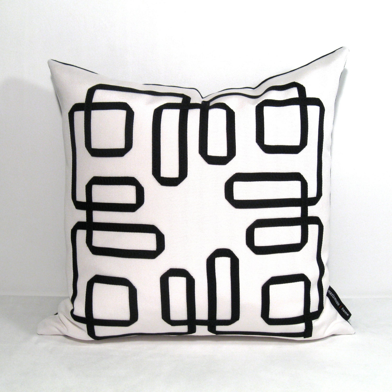 Black White Pillow Cover - Decorative Cushion - Modern Geometric - Outdoor Sunbrella - 16 18 20 inch