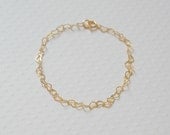 SALE Gold hearts bracelet - delicate gold heart link chain - gift for her - sweet minimal jewelry - littleglamour - Adele