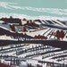 Winterscape linocut print.