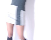dress / grey, light-grey, asymmetric, patchwork
