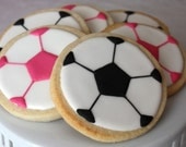 One dozen soccer ball cookie favors