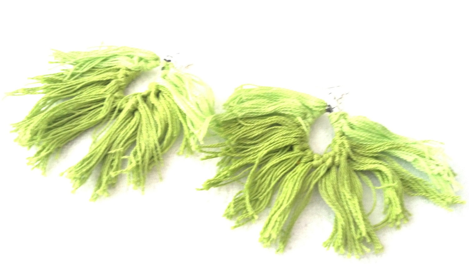 Mini Fiber Earrings, Neon Green Hoops, Fiber Green Hoops, Small green hoops(mini)
