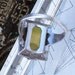 Art Deco Sterling Silver Uncas Ring with Olive Lucite Stone