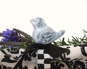 Cottage Chic French Bistro Bird Napkin Rings Black & White Set of 4