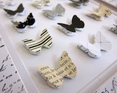 French Shabby Chic Black and White Paper Butterfly Collection Home Decor Cottage Chic - ShopOnALark