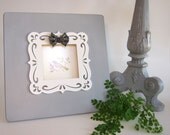 Shabby Chic Cottage Chic Frame Grey and White with Bow French Shabby Chic