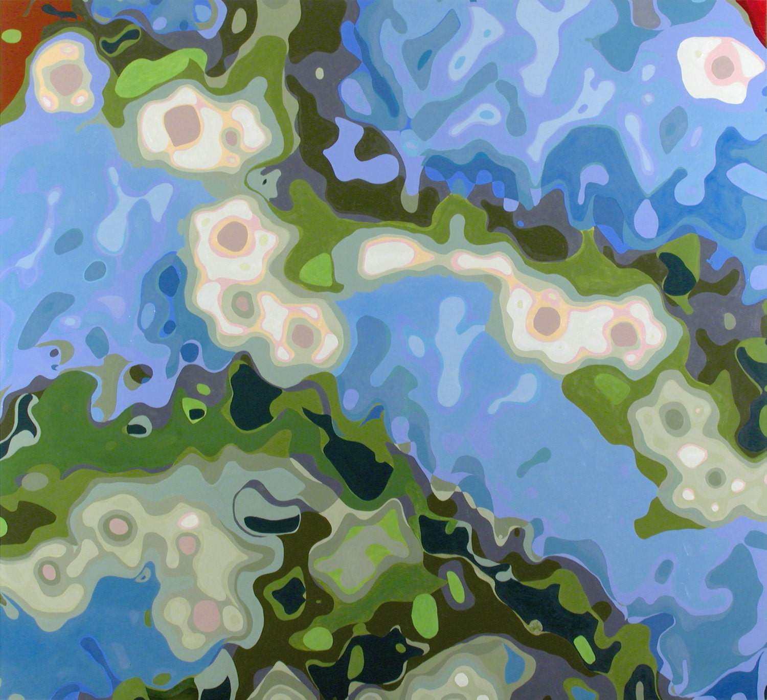 Print/Abstract Landscape/10x10/Sea/Ocean/Water/Flowers/Blue/Green/Peach