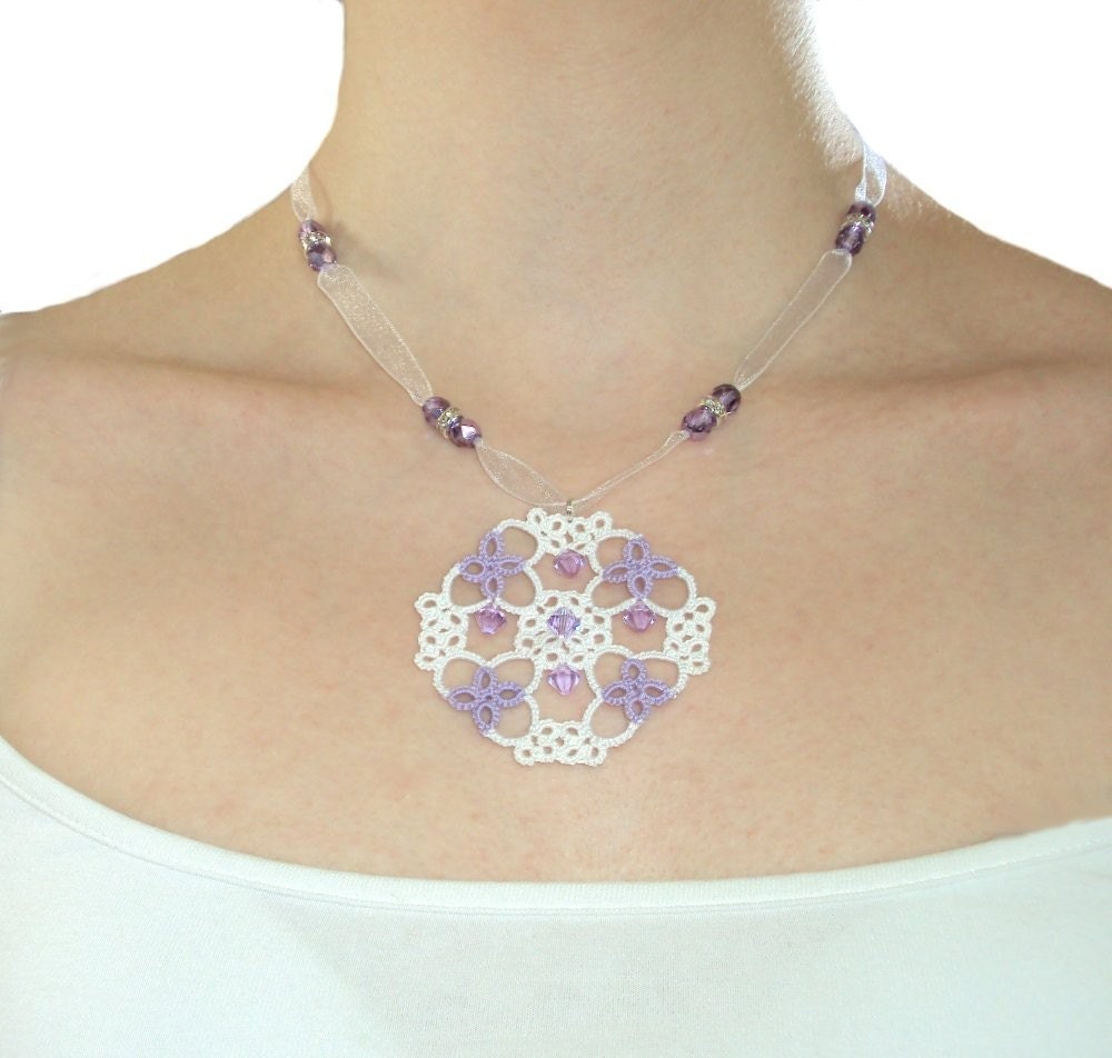Bridal Necklace - Helena in white and lilac