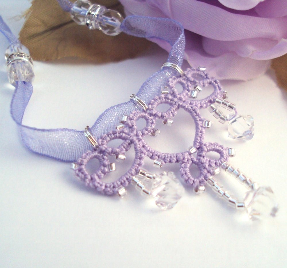 Fantasy Beaded Necklace in Tatting - Lillian