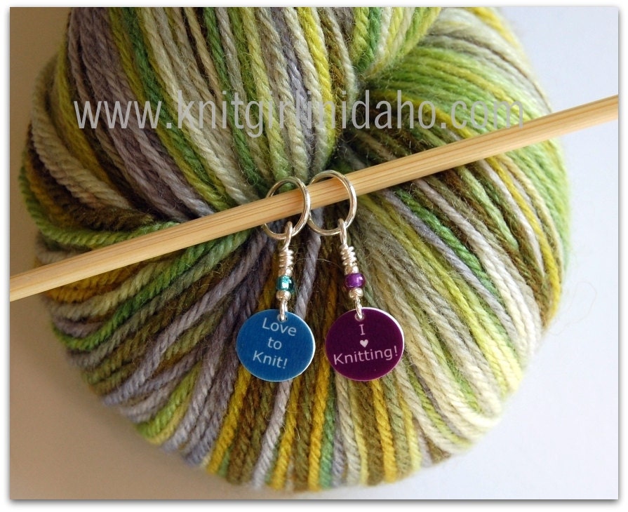 Mini Stitch Markers: I heart Knitting and Love to Knit Stitch Markers (Set of 2)