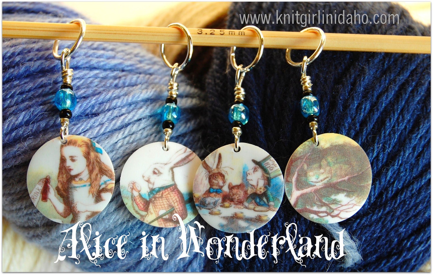 Alice in Wonderland Stitch Markers (Set of 4)