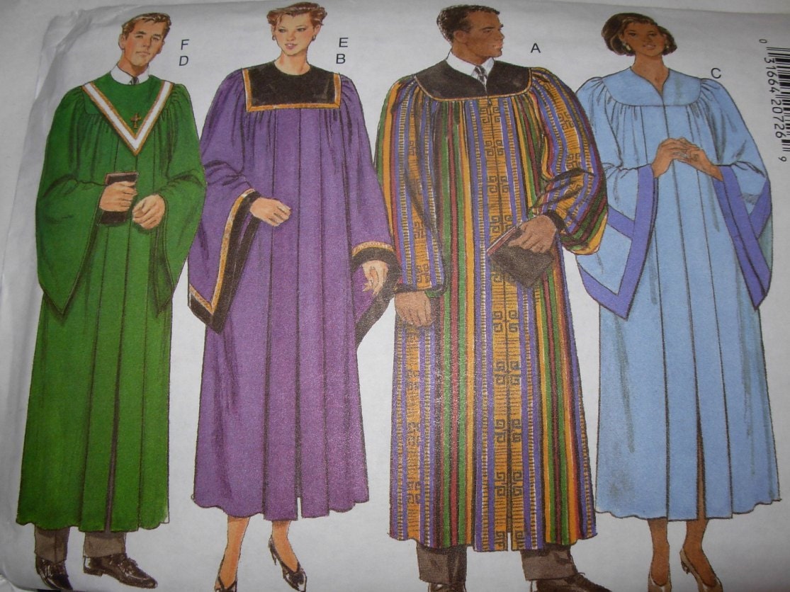 Choir Robe and Collar Pattern Butterick Unisex by RedBrickCottage