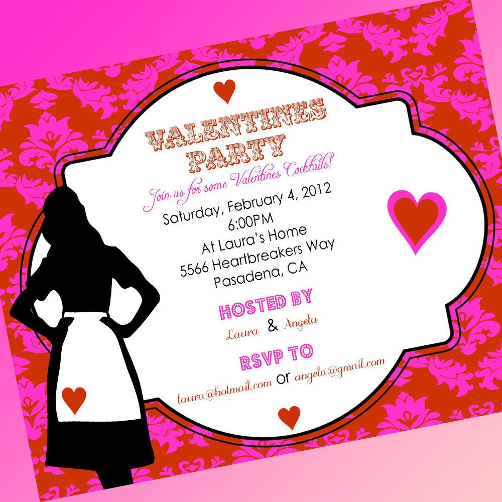 VALENTINES DAY Party Printable Invitation- Cocktails With The Ladies- By A Blissful Nest Il_170x135