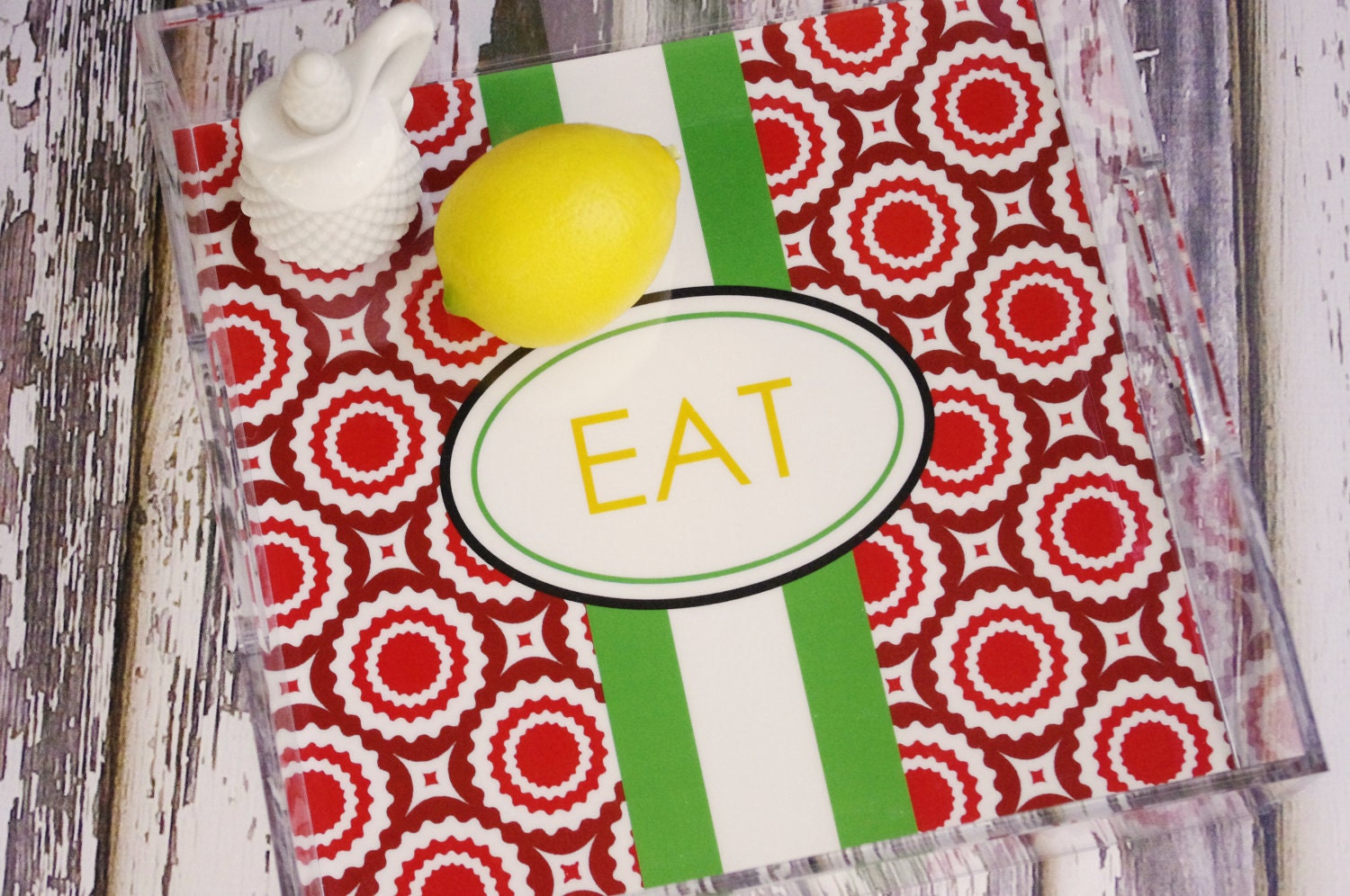 Lucite Tray - Personalized - 12x12 - By A Blissful Nest - customize with pattern and colors