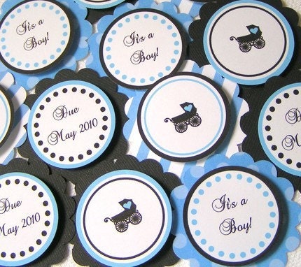 BABY SHOWER - Boy Baby Carriage PRINTABLE Cupcake Toppers - A Blissful Nest Il_570xn