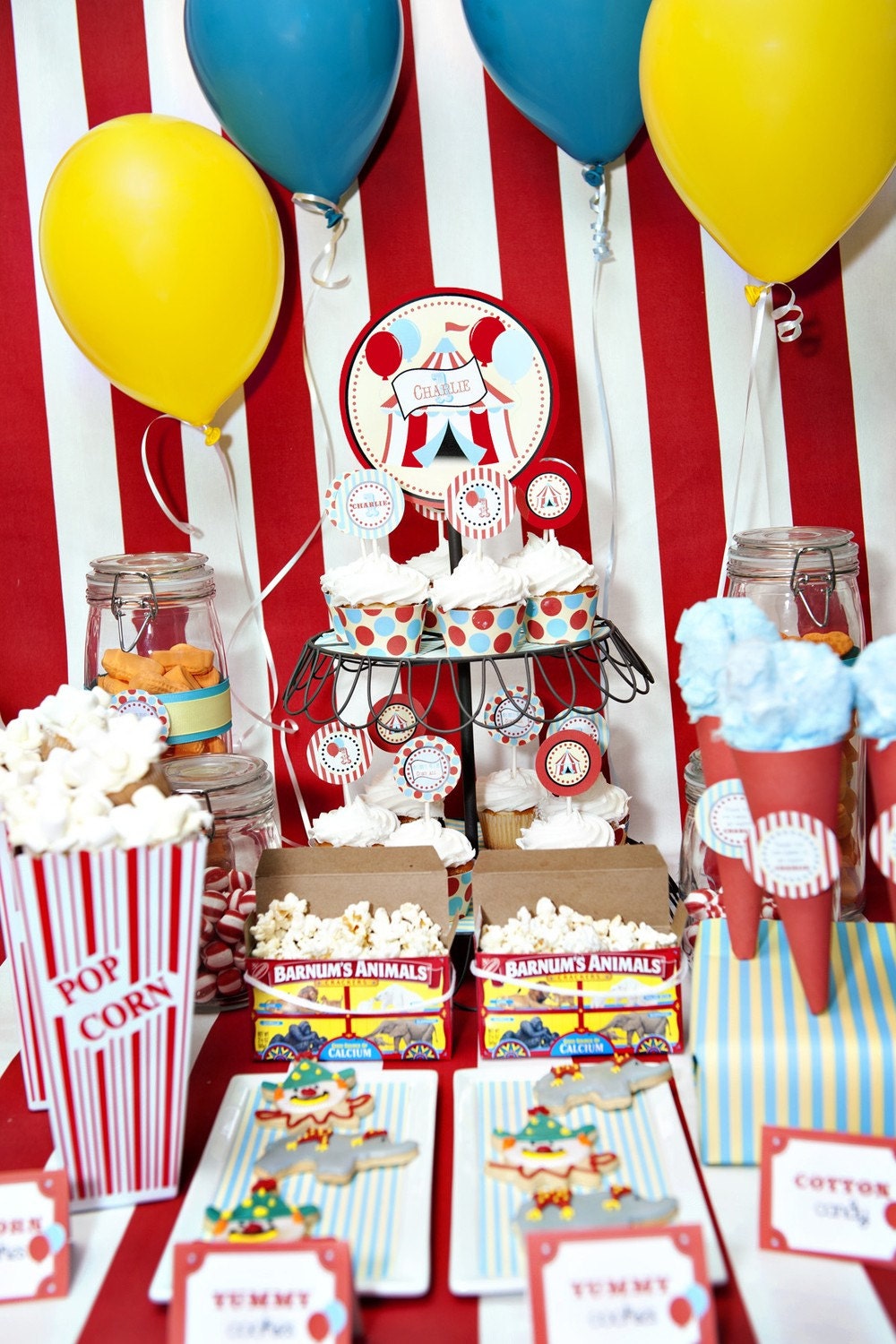 Circus Carnival Big Top PRINTABLE Cupcake Toppers Party Circles - By A Blissful Nest Il_570xn