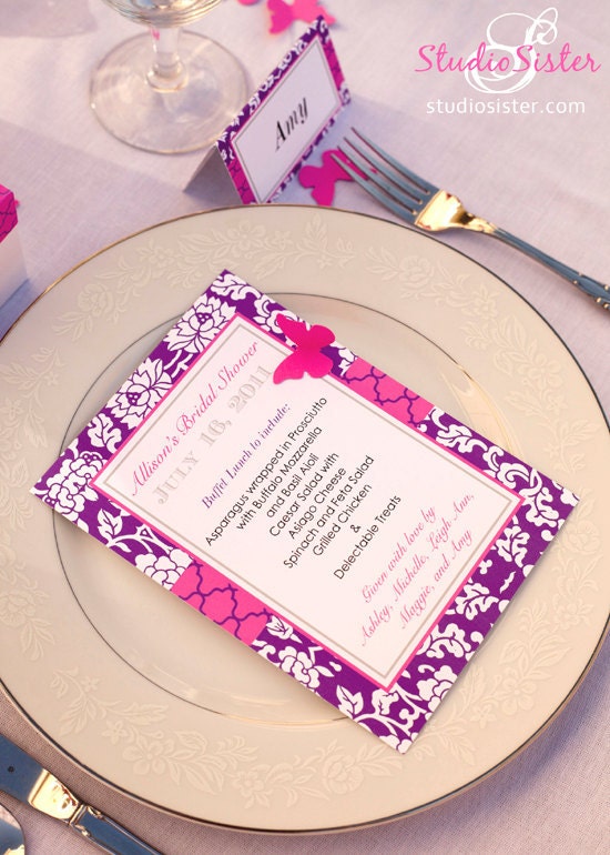 Modern Bridal Shower Menu Cards - PRINTABLE - By A Blissful Nest Il_570xn