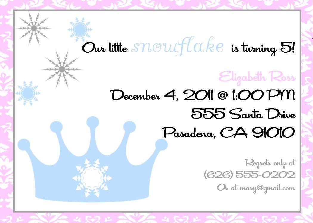 SNOWFLAKE Birthday Invitation - PRINTABLE - By A Blissful Nest Il_570xn