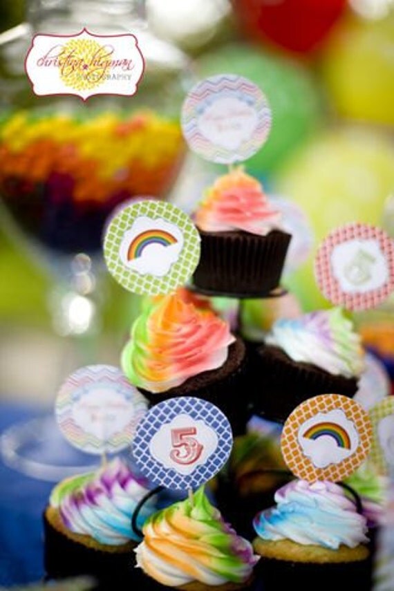 Rainbow Birthday Party Decorations Package Collection - PRINTABLE - By A Blissful Nest