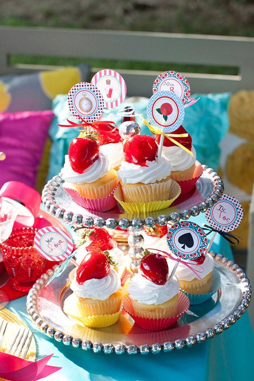 Modern Alice In Wonderland PRINTABLE Party Decorations - By A Blissful Nest
