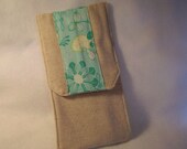 Aqua and Cotton Knitting Needle Case Circular - Double Needle Case - Croceht Hook