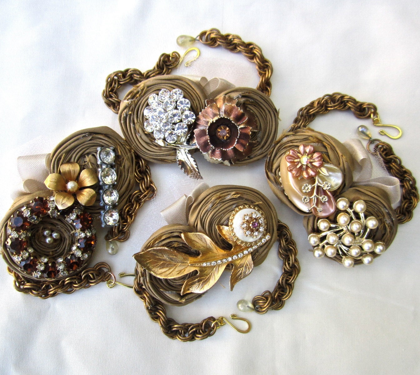 Wrist Corsage Bridesmaid Bracelets For Weddings Bridesmaid Corsage Fabric Flower Cuff Your Color Choice - Custom Order