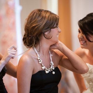 Pearl and Ribbon Bridal Vintage Wedding Bridesmaid Necklace Twisted Satin Pearls - Think Pink Necklace