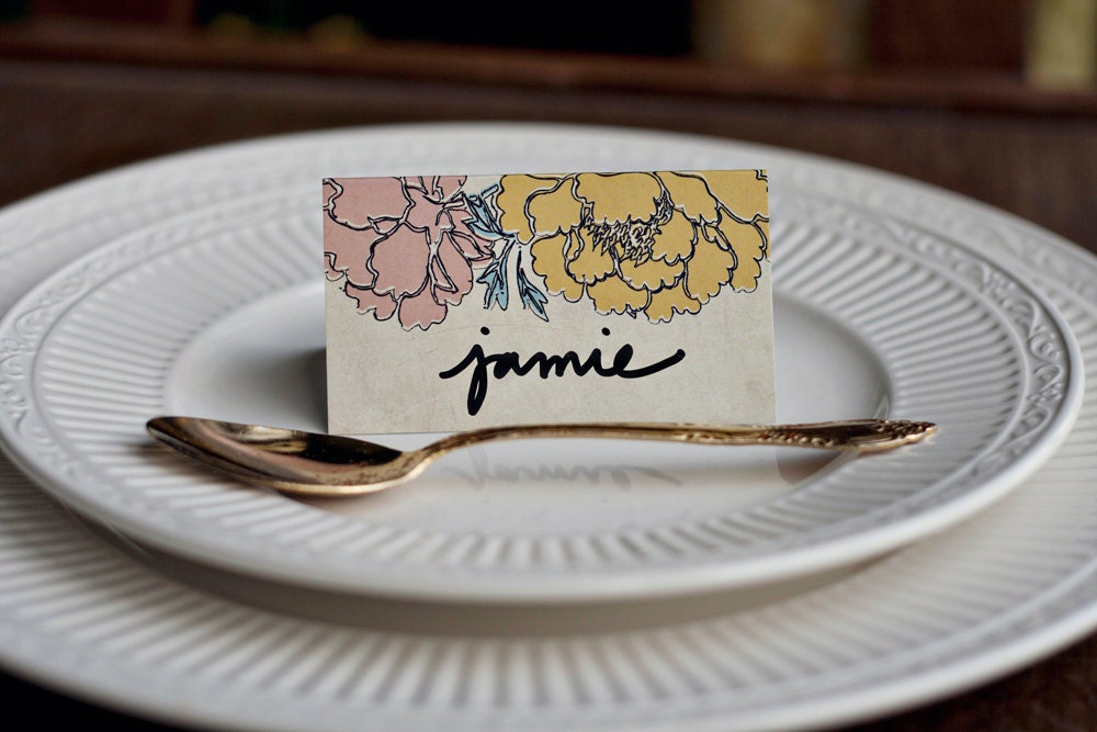 SALE Sweet Peony Tent Cards
