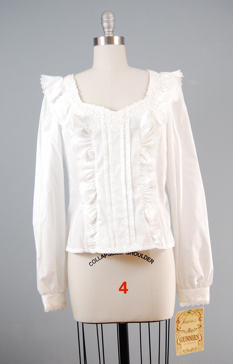 1970s Jessica's Gunnies white lace blouse small medium