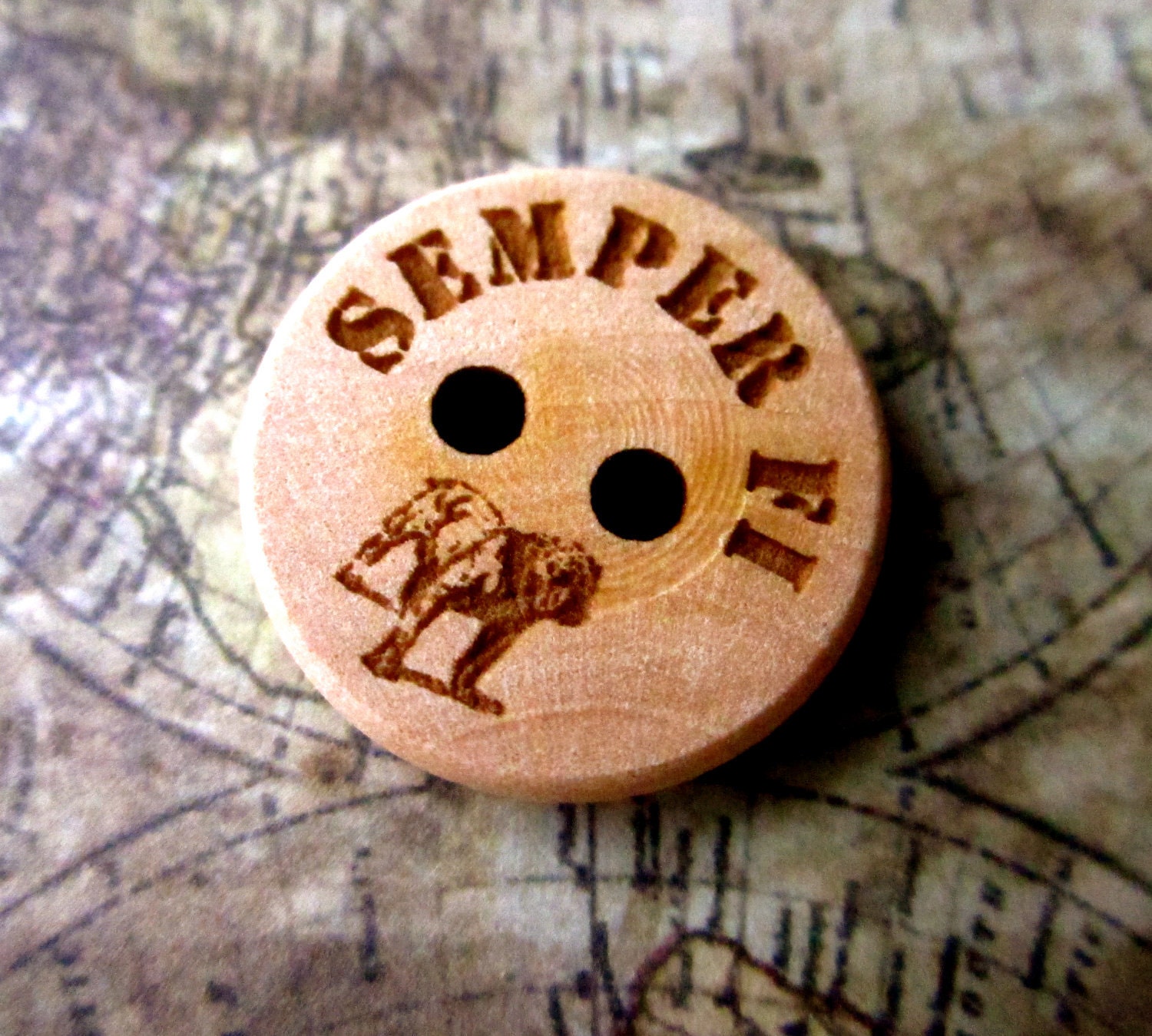 Set of 5- Semper Fi -3/4 inch wooden engraved buttons